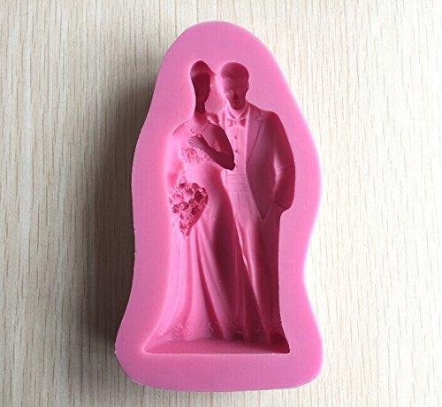 1pc the Bride and the Bridegroom Shape Wedding Cake Top 3d Silicone Fondant Cake Lace Mold for Cake Decrating