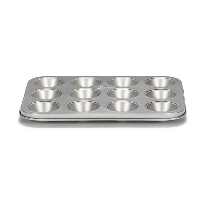 Patisse 12-Cups Nonstick Silver Top Mini Muffin Tray, Silver Grey