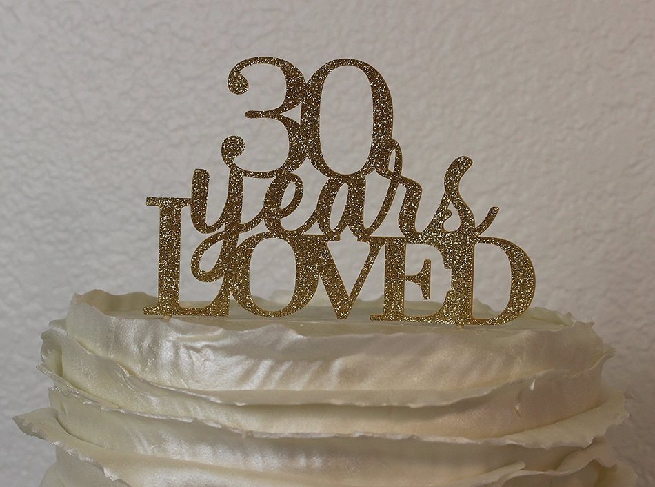 All About Details Gold 30-Years-Loved Cake Topper N2