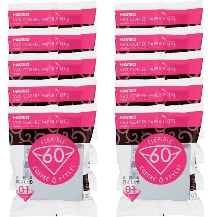 HARIO V60 Coffee Filter 100 Sheets 10-packs (Dripper 01, White) N2