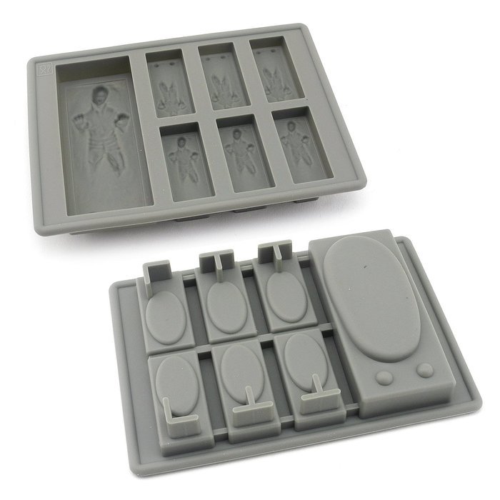 Set of 5 Star Wars Silicone Ice Trays / Chocolate Molds: Boba Fett, Han Solo, R2-D2, Millennium Falcon, Darth... N8