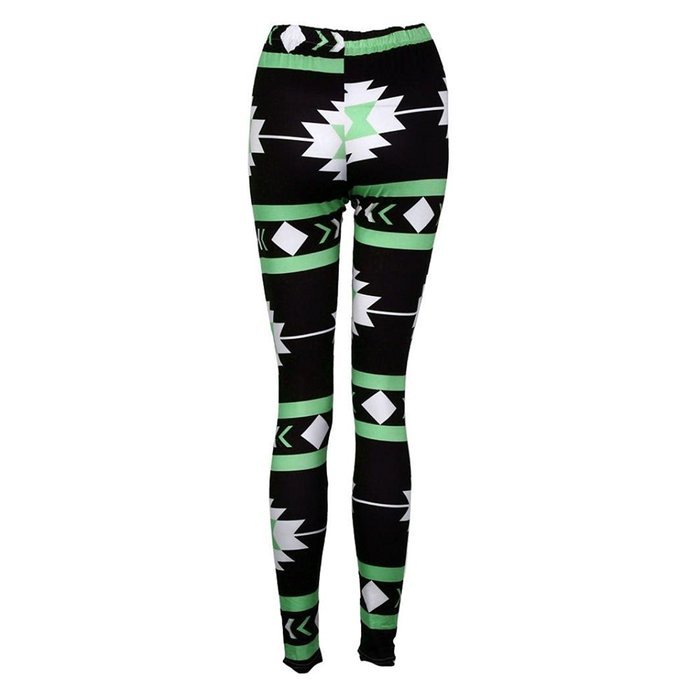 PHOTNO Casual Women Lady Skinny Geometric Print Stretchy Jegging Pants Slim Leggings N109