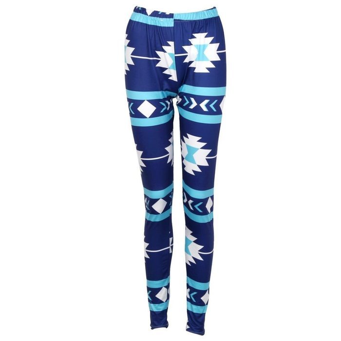 PHOTNO Casual Women Lady Skinny Geometric Print Stretchy Jegging Pants Slim Leggings N111