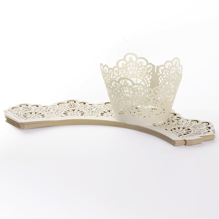 24 Laser Cut Cupcake Wrappers Wraps Cases Cake Muffin Hard Card Decoration Cup N3