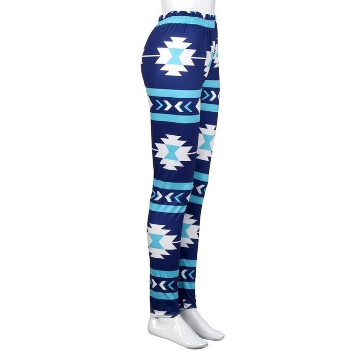 PHOTNO Casual Women Lady Skinny Geometric Print Stretchy Jegging Pants Slim Leggings N112