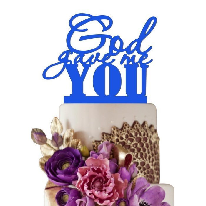 Sugar Yeti Made In USA Wedding Cake Topper God Gave Me You #22 Gold Mirror N9