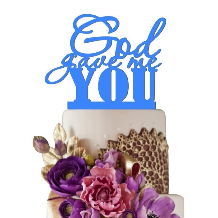 Sugar Yeti Made In USA Wedding Cake Topper God Gave Me You #22 Gold Mirror N10
