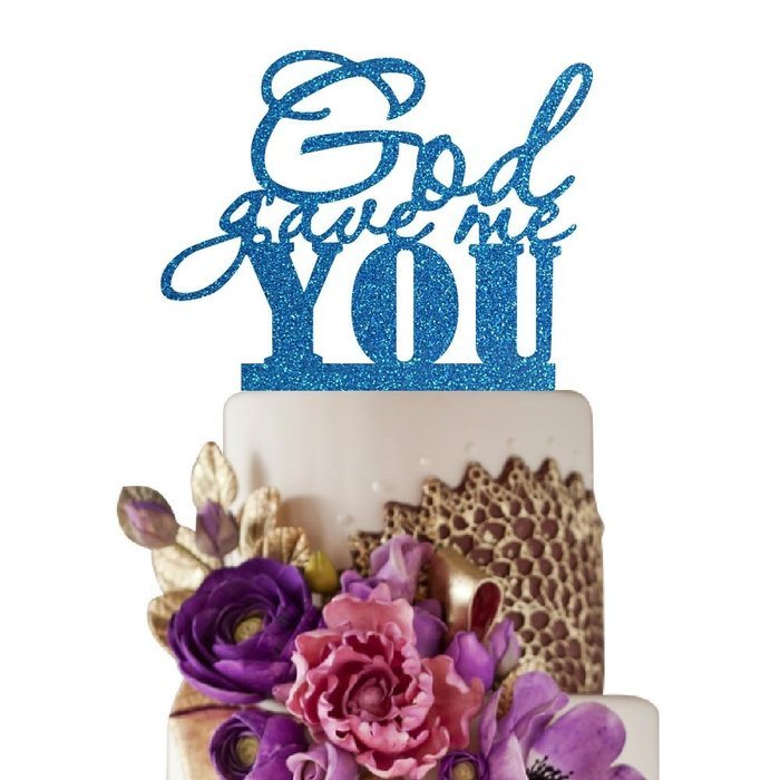 Sugar Yeti Made In USA Wedding Cake Topper God Gave Me You #22 Gold Mirror N12