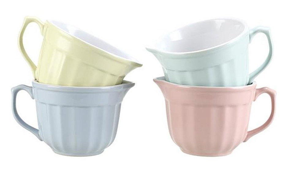 Stoneware Pastel Mixing/Batter Bowl with Pourer Spout-5" (Yellow)
