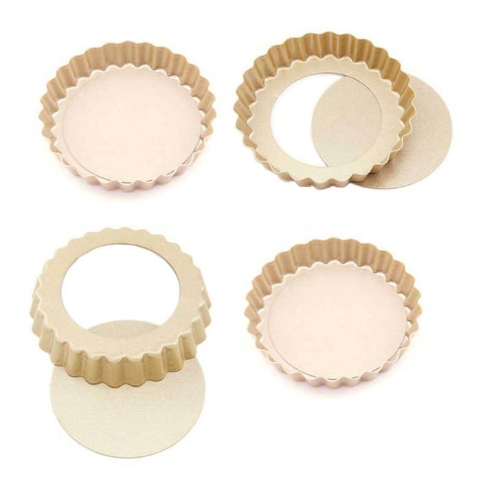 MyLifeUNIT 4 Inch Loose Bottom Mini Tart Pans, Nonstick Round Tart Quiche Pan, Set of 4 N2
