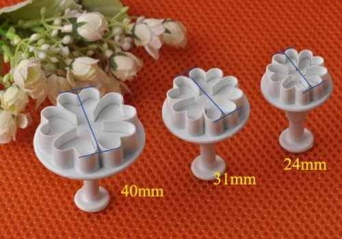 Set of 3pcs 5 Petals Heart Shape Plunger Cutter cake decorating fondant embossing tool