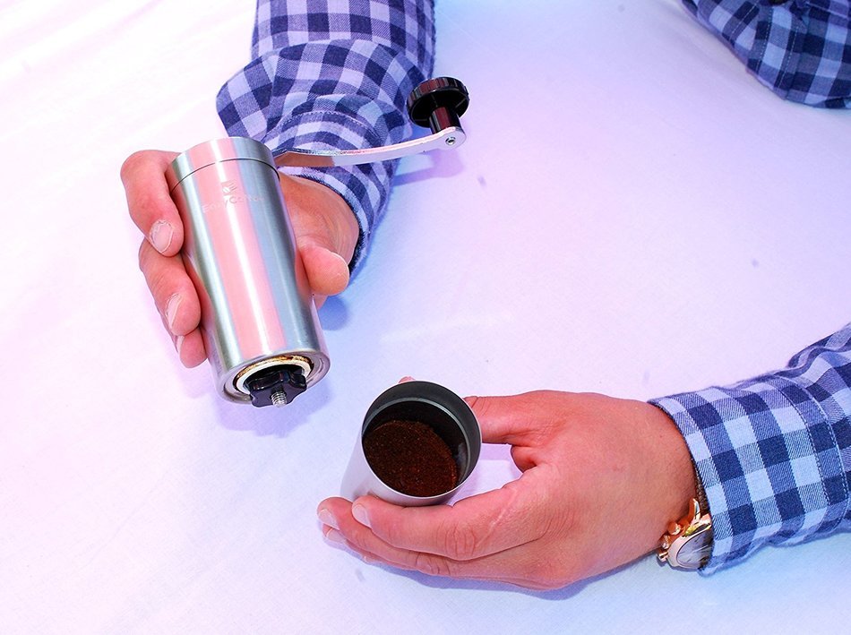 Manual Coffee Grinder-Deluxe Stainless Steel-Ceramic Burr Coffee Mill With Adjustable Grind Size By EazyCoffee N6