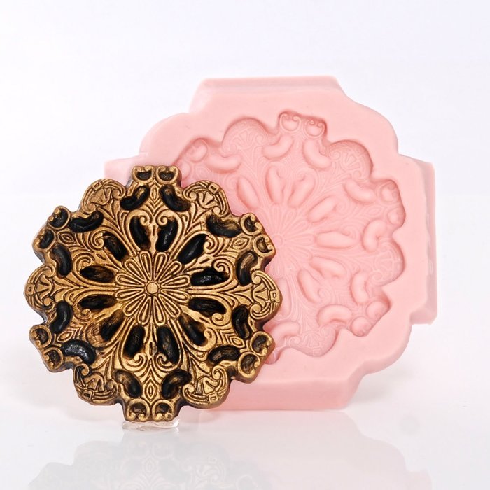 Round Steampunk Medallion Mold Easy To Use Flexible Silicone Food Safe Fondant, Chocolate, Candy, Resin, Polymer... N8