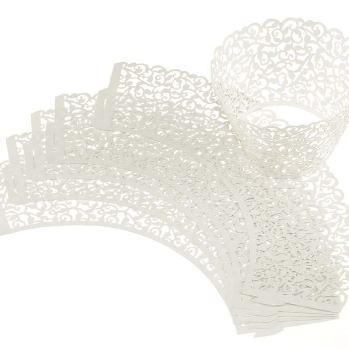 Wuudi 60pcs White Lace Laser Cut Cupcake Wrapper Liner Baking Cup Muffin Trays Case for Wedding Birthday Party...