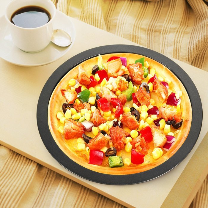 Yilove Pizza Pan, Heavy Carbon Steel Round Pan, Durable, Non-stick, 8 inch N6
