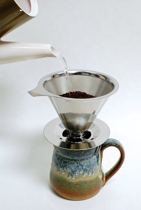 Royal Corgi Stainless Steel Pour Over Cone Coffee Dripper Complete With Stand Reusable N7