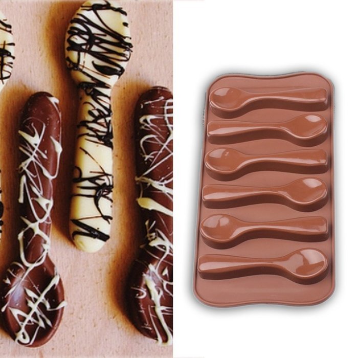 Bestwoohome Silicone Spoon Shape Molds For Chocolate/Candy/Ice Baking Decoration(1 Pack) N6