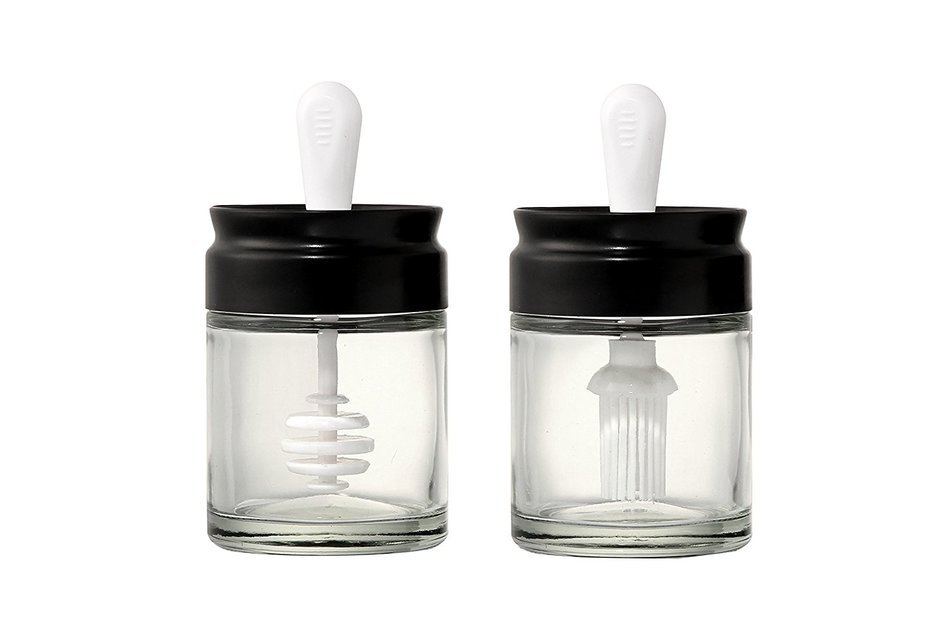 New Release by Juvale - 2 Piece Set Includes Honey Pot with Dipper and an Oil Jar with Silicone Basting Brush...