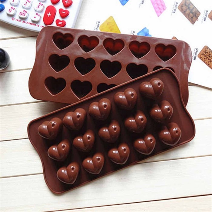 Jekewin Silicone Mold Heart Shape, Silicone Chocolate Molds, Candy, Jelly, Heart Shaped Ice Cube, Soap, Pack of 2 N4
