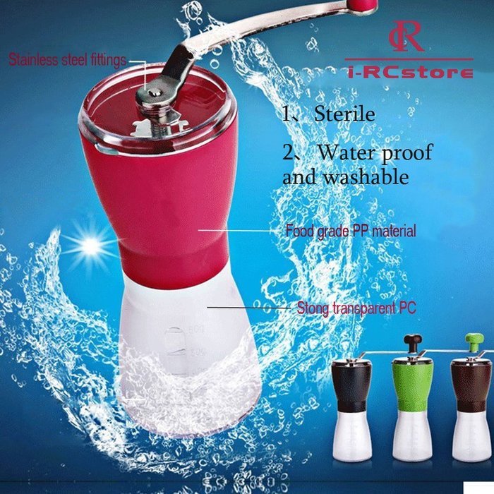RC Professional Manual Ceramic Burr Coffee Grinder, Hand-crank Coffee Mill, Includes Brush, Black N19