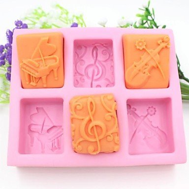 Y&XL&H Piano Guitar Notes Shaped Fondant Cake Chocolate Silicone Mold Cake Decoration Tools,L13.7cmW11.6cmH2.8cm N2