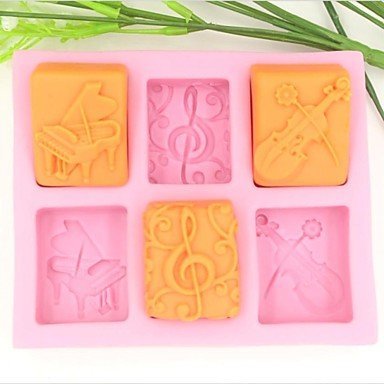 Y&XL&H Piano Guitar Notes Shaped Fondant Cake Chocolate Silicone Mold Cake Decoration Tools,L13.7cmW11.6cmH2.8cm N3