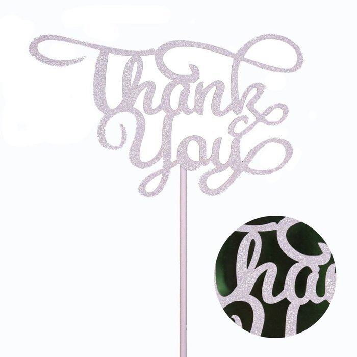 Aisila&reg; Pack of 20 Thank You Party Wedding Decorations Thank You Cupcake Toppers Wrappers (Golden)
