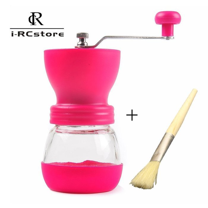 RC Professional Manual Ceramic Burr Coffee Grinder, Hand-crank Coffee Mill, Includes Brush, Black N25