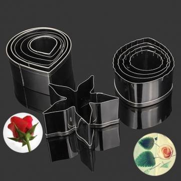UR Bakeware 3 Set 11Pcs Rose Cookie Cutter Stainless Steel Cake Mold Petal Calyx Leaf Mould N4
