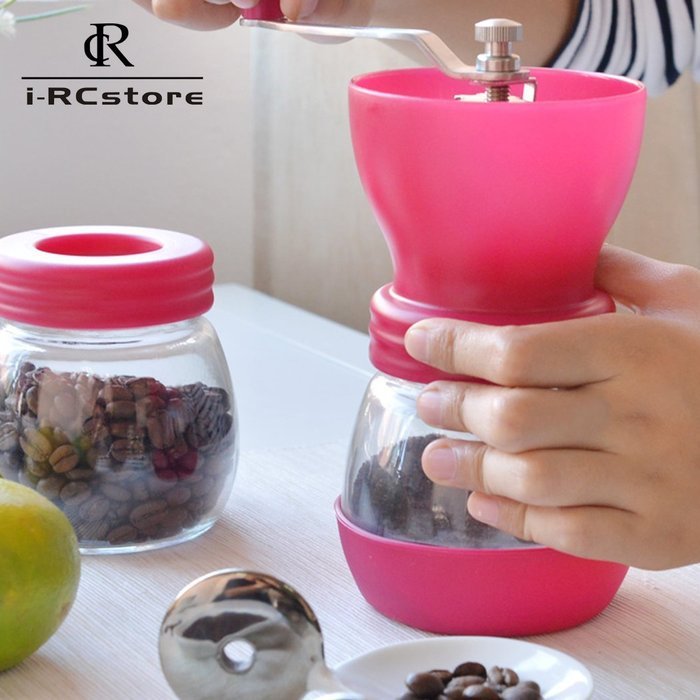 RC Professional Manual Ceramic Burr Coffee Grinder, Hand-crank Coffee Mill, Includes Brush, Black N27