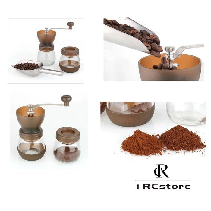 RC Professional Manual Ceramic Burr Coffee Grinder, Hand-crank Coffee Mill, Includes Brush, Black N29