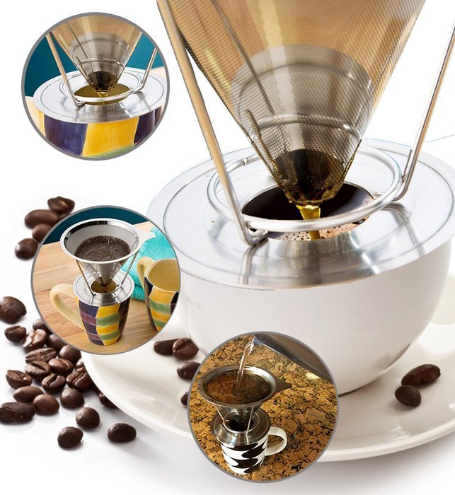 Stainless Steel Coffee Filter with Cup Stand,Reusable Paperless Pour Over Coffee Dripper and Measuring Coffee... N7