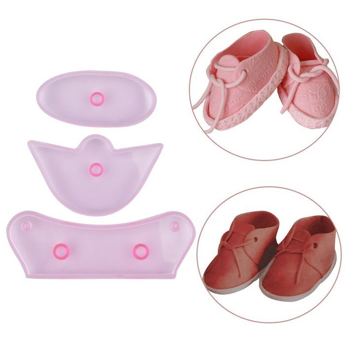 Ckeyin &reg; 3pcs Plastic Baby Bootee Shoe Style Fondant Cake Mold Making Tools for DIY Birthday Cake Sugar Craft... N3