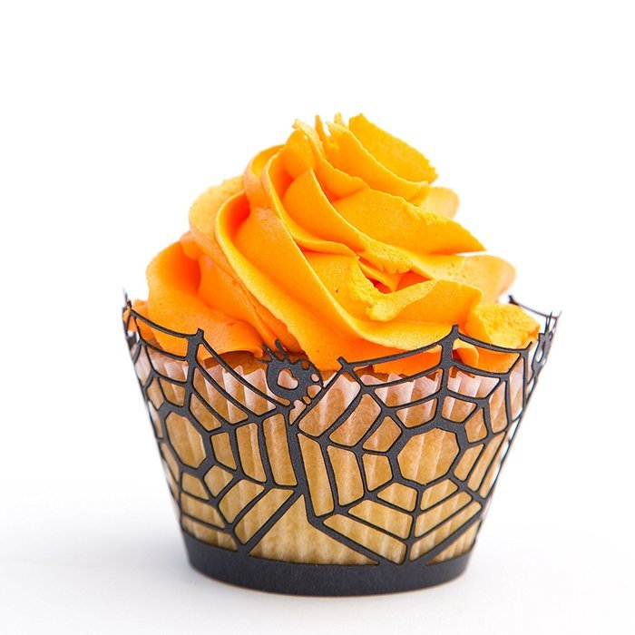 Cupcake Wrappers Haunted House x50pcs. 3 Halloween wraps to choose in shimmering black (Scary Houses) N20