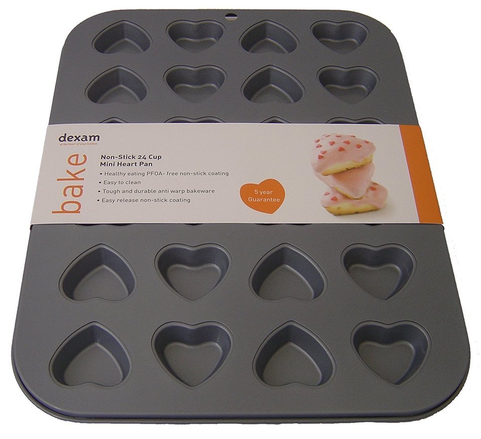 Dexam Non-Stick 24 Hole Mini Heart Shaped Pan Tray Tin