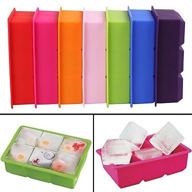 Y&XL&H 6-Cavity Large Silicone Drink Ice Cube Pudding Jelly Soap Mold Mould Tray Tools(Random Color) N4