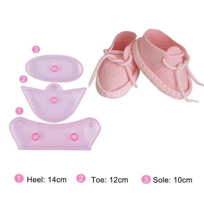 Ckeyin &reg; 3pcs Plastic Baby Bootee Shoe Style Fondant Cake Mold Making Tools for DIY Birthday Cake Sugar Craft... N5