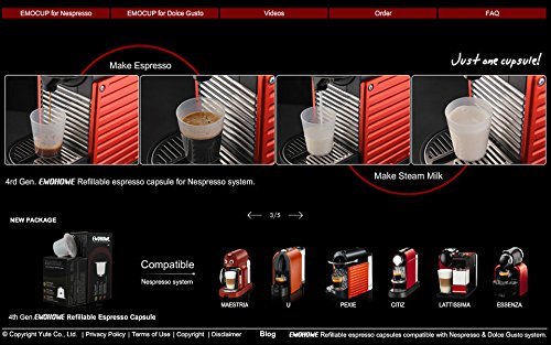 CAPSULES NESPRESSO REFILLABLE RECHARGEABLE EMOHOME 4TH GENERACION N5