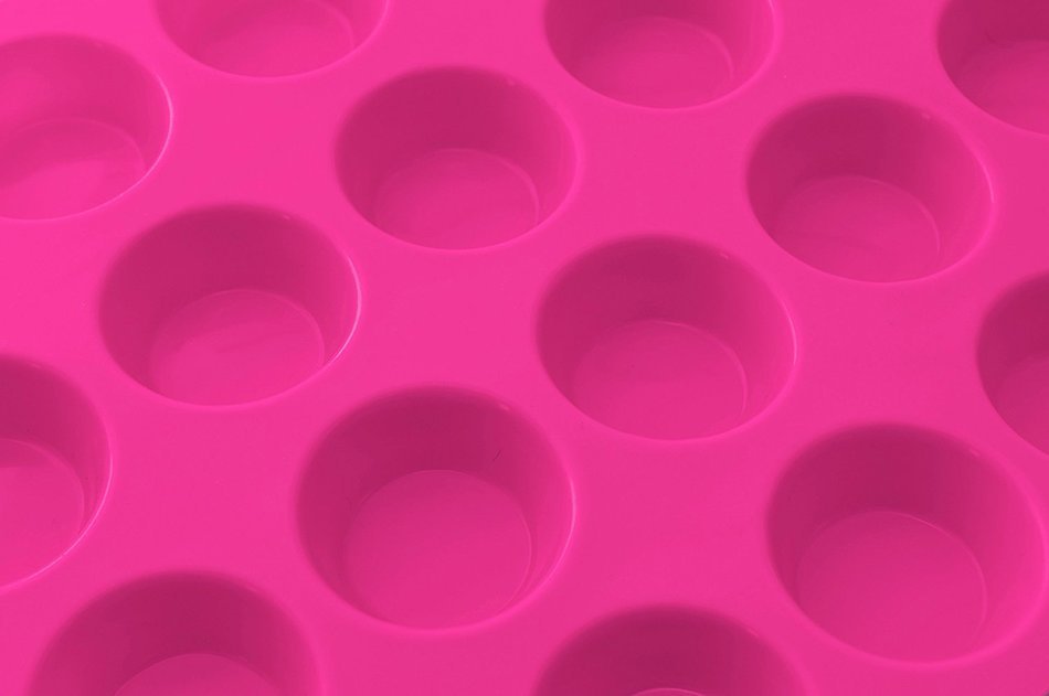 Silicone Mini Muffin & Cupcake Pan - 24 Cups Pink Mold & Baking Tray- Reusable, Non-Stick Bakeware - Heat Resistant... N8