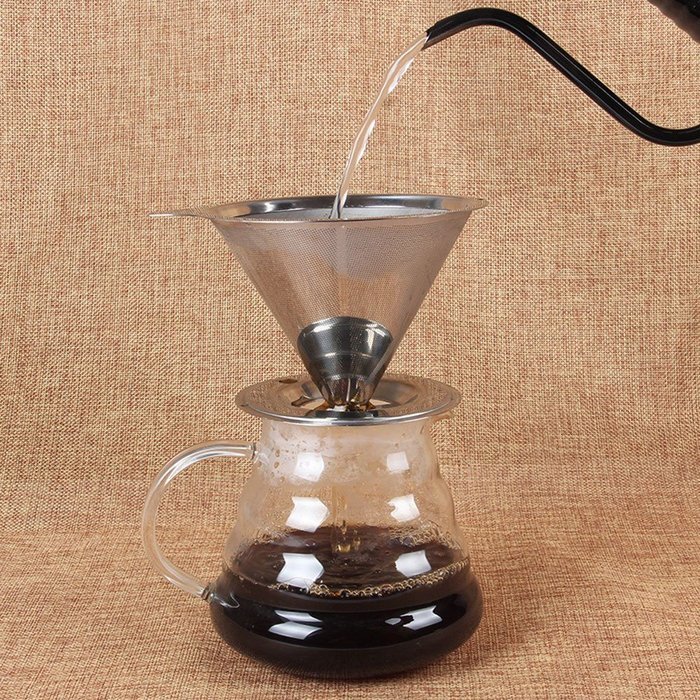 Pour Over Coffee Filter Paperless - STYDDI Stainless Steel Reusable Double Mesh Coffee Dripper with Stand , Coffee... N4