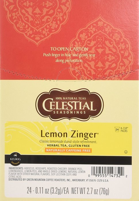 Celestial Seasonings Lemon Zinger Herbal Tea, K-Cup Portion Pack for Keurig K-Cup Brewers, 24-Count N61