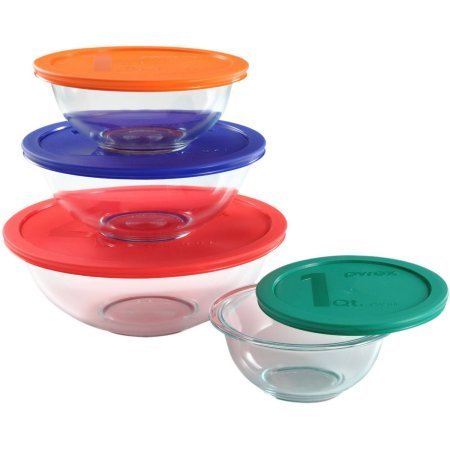 Pyrex 8-Piece Smart Essentials Microwave Safe Mixing Bowl Set free ...