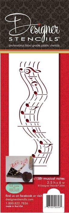 Designer Stencils C158t Musical Notes Cake Stencil (Short Version), Beige/semi-transparent N2