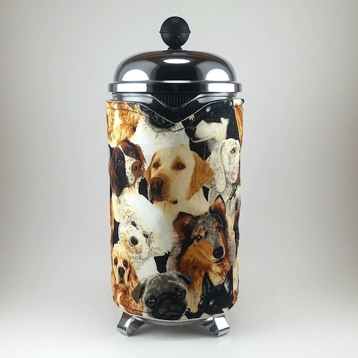 French Press Cozy, 8 cup Cafetiere Cosy Dog Print N3