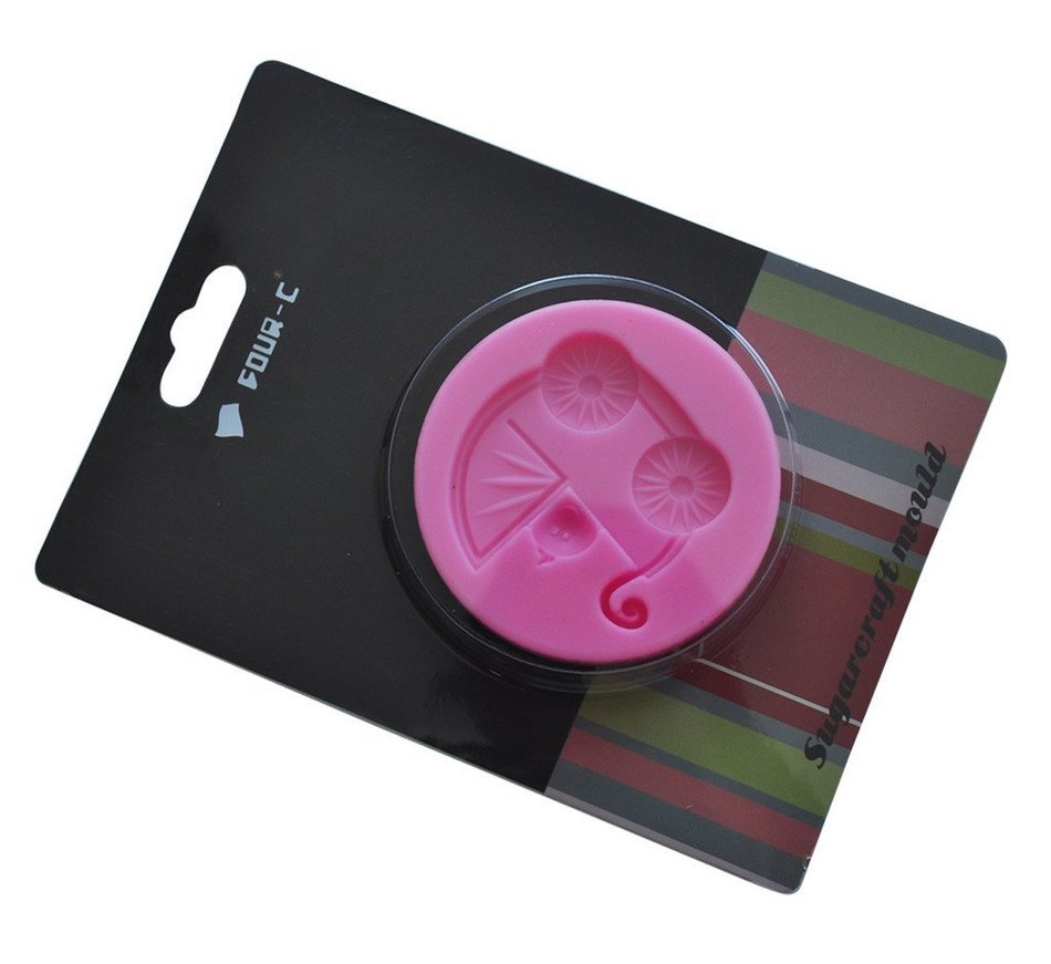 FOUR-C Silicone Cupcake Mold Baby Carriage Fondant Mould Color Pink N3