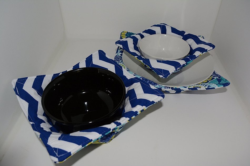 Microwave Dish Cozies // Reversible // Set of 3 // 1 Small Bowl // 1 Medium Bowl // 1 Dinner Plate // Blue Boutique