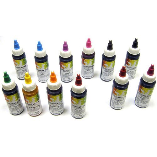 Chefmaster Liqua-Gel Variety Pack, Twelve 2.3 Ounce Bottles