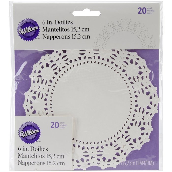 Wilton 2104-90206 20 Count Grease Proof Doilies, 6-Inch, White