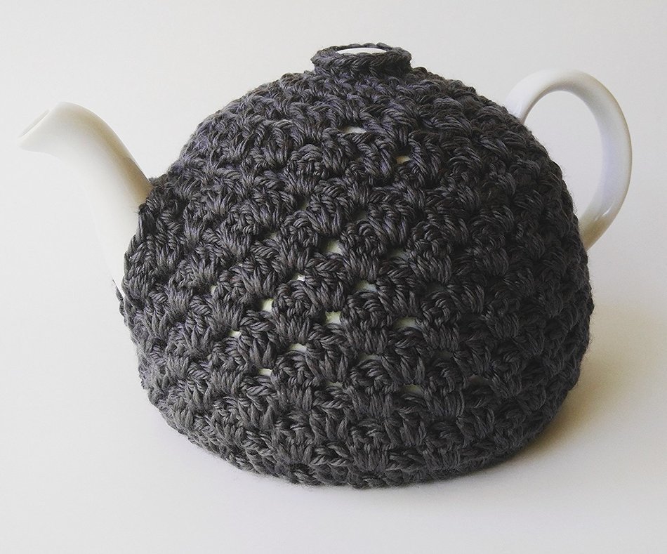 Crochet Tea Pot Cozy Charcoal Grey N2