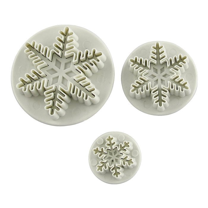 3pcs Snowflake Shape Plunger Cutter Tool DIY Sugarcraft Fondant Cake Decoration by GHH N3